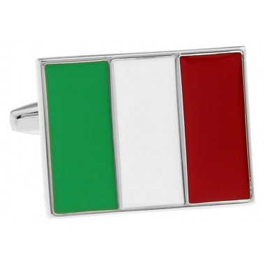 Butoni camasa argintii cu model steagul Italiei